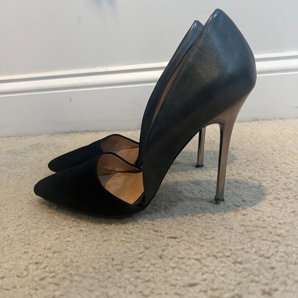 L.A.M.B. Trina D'Orsay Pump Black Leather/Suede/Chrome Heel women’s size 8 - Picture 2 of 11